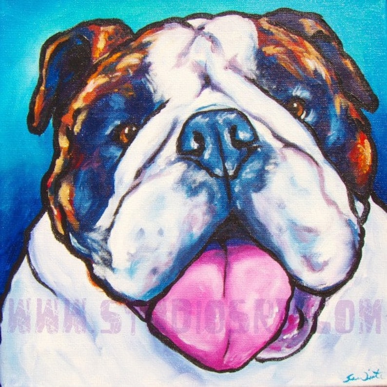 English Bulldog Print 12x12 Etsy
