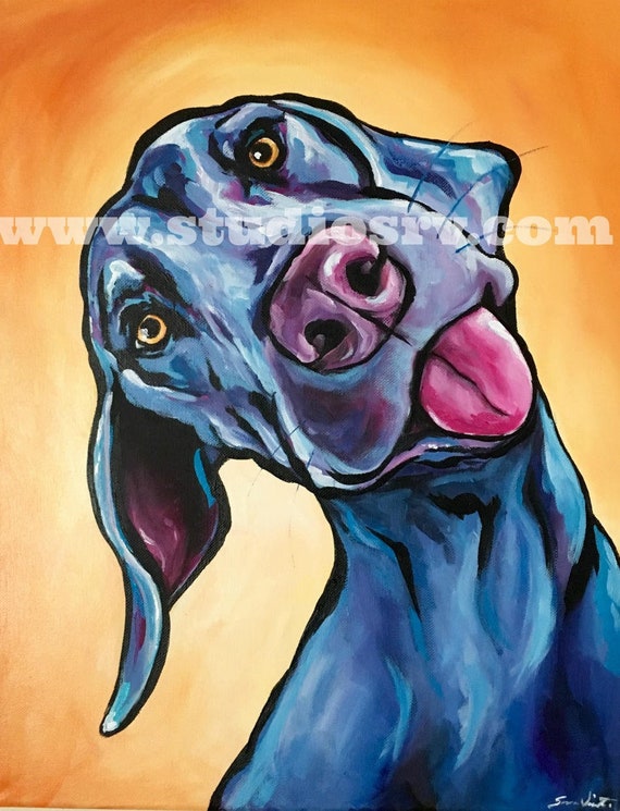 Weimaraner Dog Art Print, Archival Ink on Lustre Paper