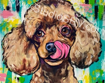 Red mini/toy Poodle PRINT