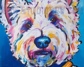 Colorful Westie Dog Art Print
