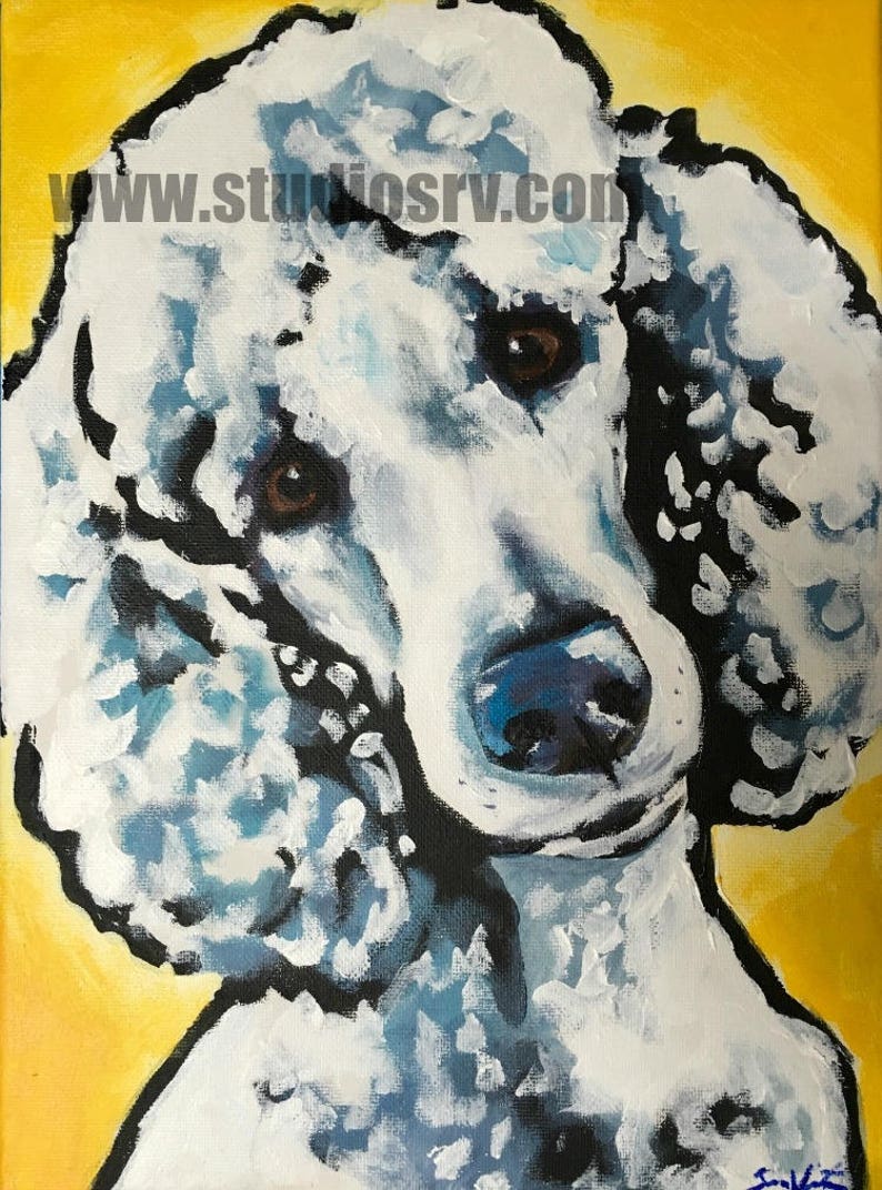 white standard Poodle PRINT image 1