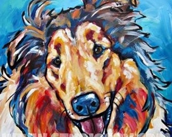 Rough Collie Print: Colorful Dog Painting