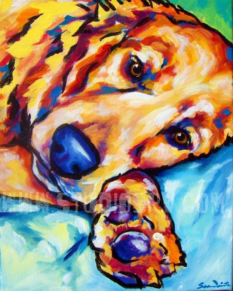 golden retriever print 11x14 image 1