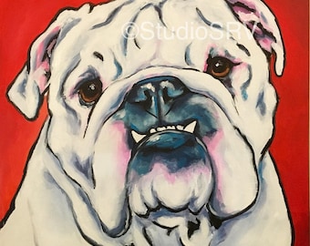 UGA white bulldog print