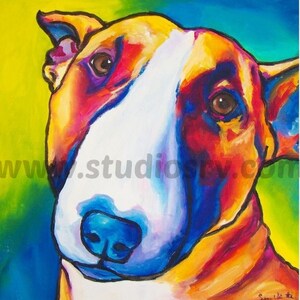 12x12 Colored Bull Terrier print image 1