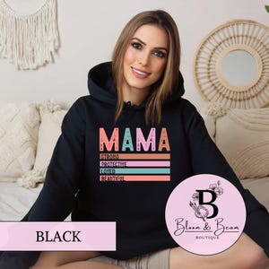 Mama Strong Protective Loved Beautiful Hoodie | Cozy Mom Pullover | Motherhood Gift | Cute Aesthetic Mama Hooded Sweatshirt | Gift For Mom