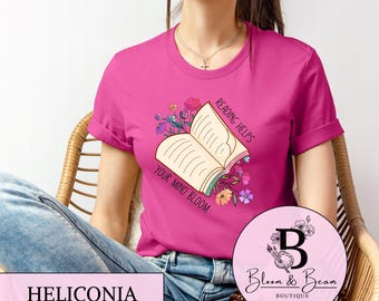 Reading Helps Your Mind Bloom T-Shirt | Floral Book Lover Tee | Cute Reading Shirt | Aesthetic Bookworm Graphic Tee | Women's Book Tee