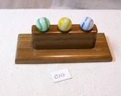 Peltier Marbles Lot Of 3 Rainbow Baseballs With Display C10