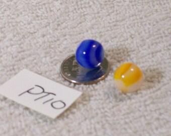Marble Lot Of 10 Vintage Cat Eye PeeWee Marbles A50