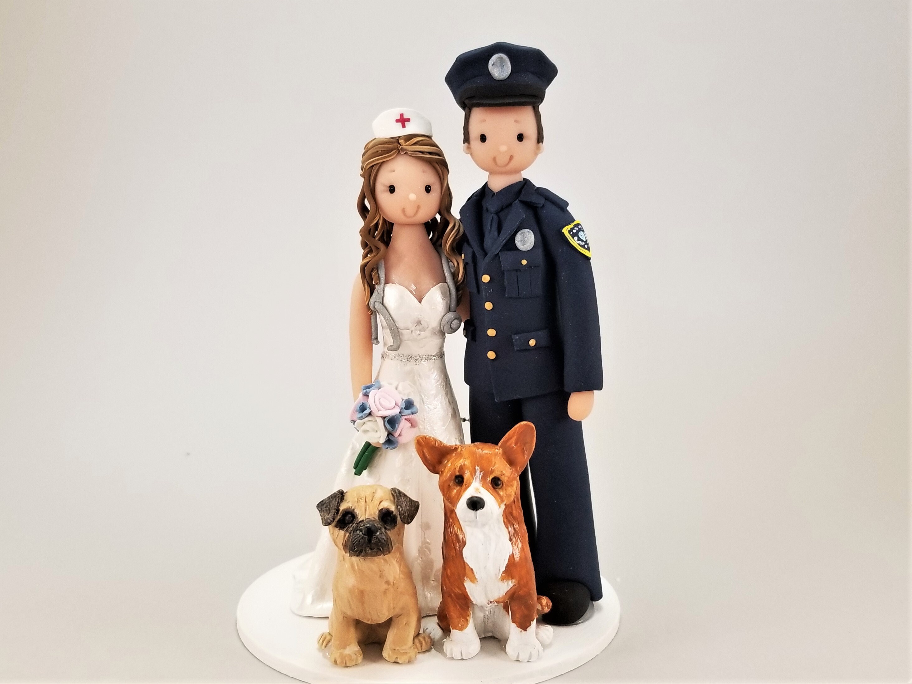 Police Officer Nurse With Dogs Personalized Wedding Cake Etsy Police Officer Nurse With Dogs Personalized Wedding Cake Etsy