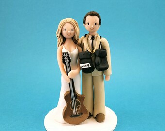 Boxer & Guitarist Customized Wedding Cake Topper - By MUDCARDS
