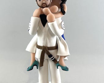 bride choking groom jiu jitsu wedding cake topper