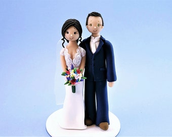 Bride & Groom Personalized Wedding Cake Topper - By MUDCARDS