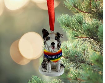 Dog Ornament, Christmas Gift for Dog lovers, Clay Dog Figurine, 3d pet ornament
