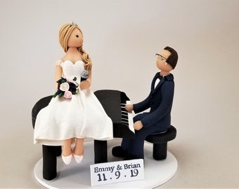 Pianist & Singer Wedding Cake Topper - Personalized By Mudcards