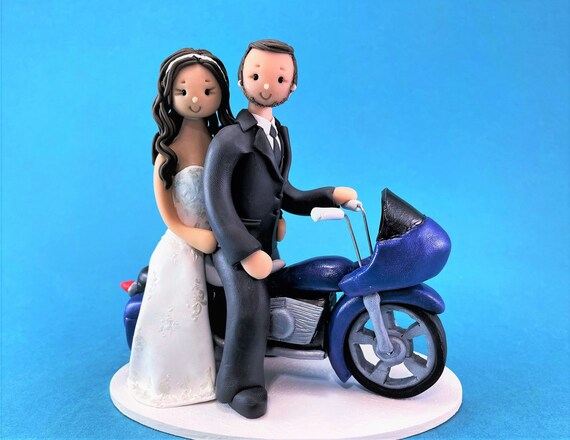 Bride and Groom Motorcycle Customized Wedding Cake Topper Handmade Wedding Gift Bride and Groom Motorcycle Customized Wedding Cake Topper Handmade Wedding Gift