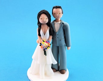 Traditional Bride & Groom Wedding Cake Topper - Personalized By MUDCARDS