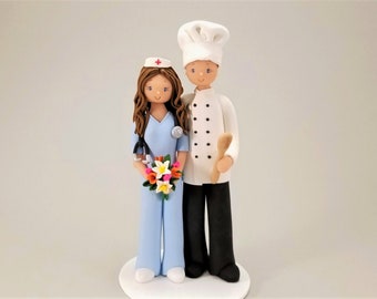 Nurse & Chef Customized Wedding Cake Topper By MUDCARDS