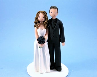 Bride & Groom Custom Handmade Wedding Cake Topper - By MUDCARDS