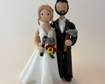 Bride and Groom with Axes Custom Cake Topper