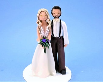 Customized Bride & Groom Traditional Wedding Cake Topper - By MUDCARDS