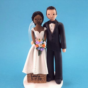 Short Bride & Tall Groom Personalized Wedding Cake Topper - By MUDCARDS
