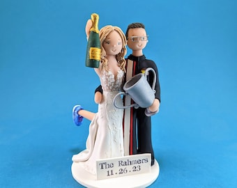Bride & Groom Personalized Racecar Driver Wedding Cake Topper - By MUDCARDS