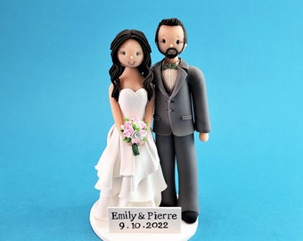 Bride & Groom Traditional Wedding Cake Topper - Personalized By MUDCARDS