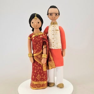 Bride & Groom Personalized Indian Wedding Cake Topper