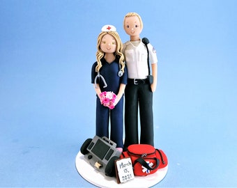 Nurse & Paramedic Personalized Wedding Cake Topper - By MUDCARDS