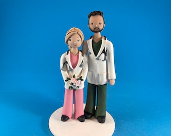 doctor cake topper, bride and groom doctors custom made wedding cake topper, wedding figurines