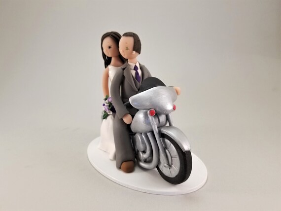 Bride and Groom Motorcycle Customized Wedding Cake Topper Handmade Wedding Gift Bride and Groom Motorcycle Customized Wedding Cake Topper Handmade Wedding Gift