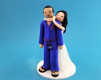 Customized Jiujitsu Groom in Gi Wedding Cake Topper - By MUDCARDS