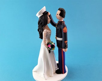 Bride & Groom Personalized Military Wedding Cake Topper - By MUDCARDS