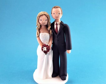 Traditional Bride & Groom Wedding Cake Topper - Customized By MUDCARDS