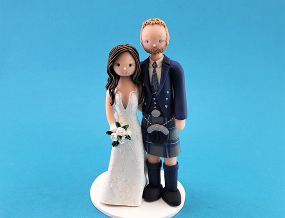 Bride & Groom Custom Made Scottish Wedding Cake Topper by - Etsy