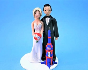 Bride & Groom Custom Handmade Rocket Scientist Wedding Cake Topper - By MUDCARDS