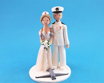 Nurse & Navy Pilot Customized Wedding Cake Topper - By MUDCARDS