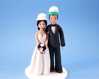 Bride & Groom Personalized Construction Workers Wedding Cake Topper - by MUDCARFDS