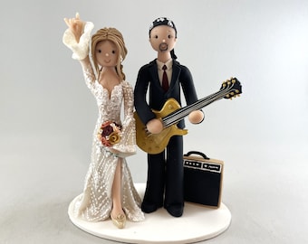 rock n' roll wedding figurines guitarist musician cake topper