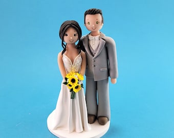 Bride & Groom Custom Made Wedding Cake Topper - By MUDCARDS