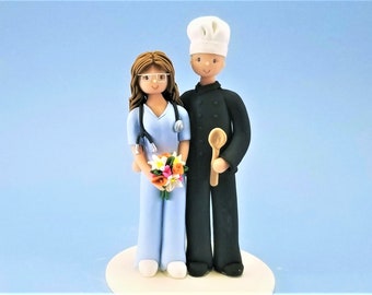 Nurse & Chef Customized Wedding Cake Topper - By MUDCARDS