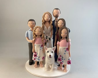 family with white shepherd custom made cake topper