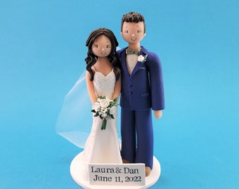 Bride & Groom Traditional Wedding Cake Topper - Personalized By MUDCARDS