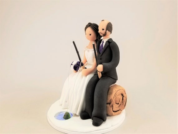 Ice Fishing Wedding Cake Topper Personalized By Mudcards Etsy