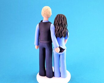 Police Officer & Sexy Nurse Customized Wedding Cake Topper - By MUDCARDS