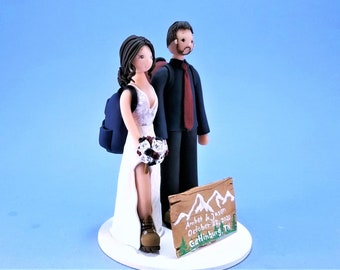 Bride & Groom Customized Hiking Theme Wedding Cake Topper - By MUDCARDS