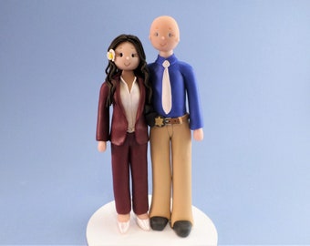 Police Officer & Lawyer Custom Made Wedding Cake Topper - By MUDCARDS