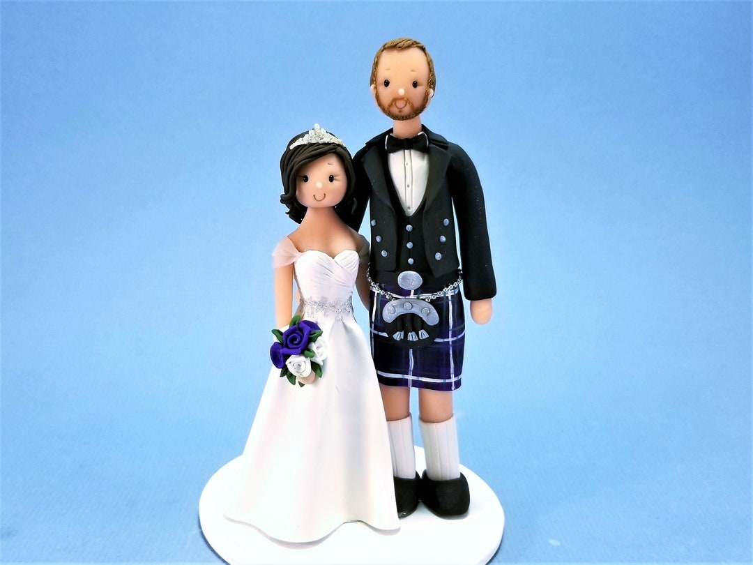 Bride & Groom Custom Made Scottish Wedding Cake Topper by MUDCARDS - Etsy