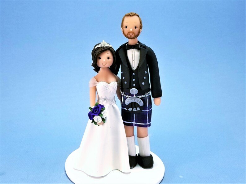 Bride & Groom Custom Made Scottish Wedding Cake Topper by Etsy